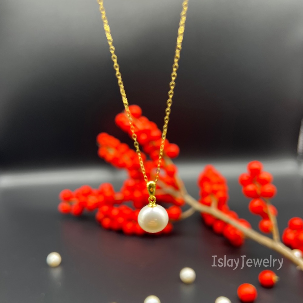 Fresh water pearl pendant silver necklace